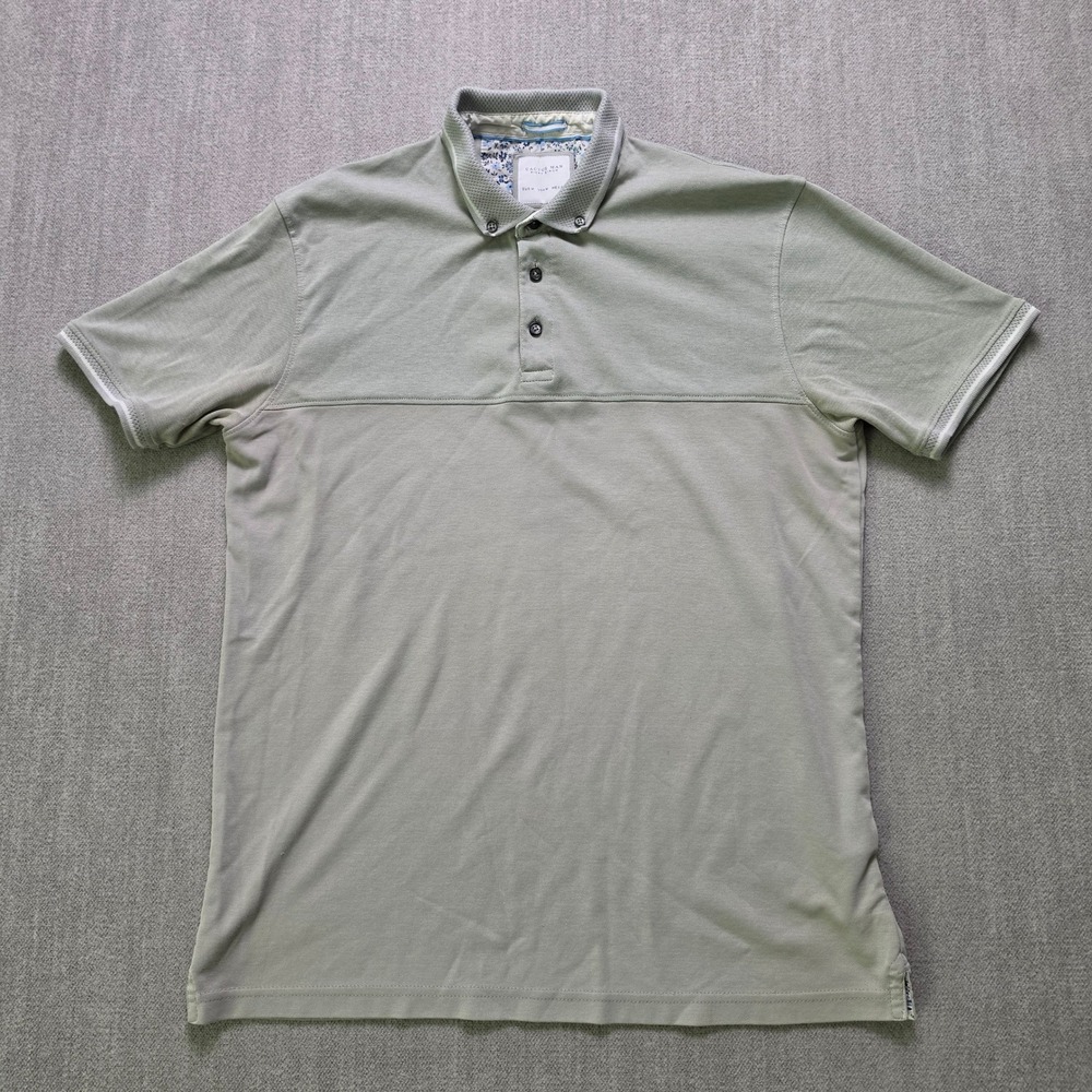 Cactus Man Ricky Singt Polo Shirt Mens Medium Gray Short Sleeve Button Collar